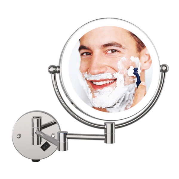 Makeup spejl med indbygget LED lys & 10X Zoom på den ene side - 360 grader vendbar