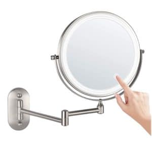 Makeup spejl med indbygget LED lys & 10X Zoom på den ene side - 360 grader vendbar