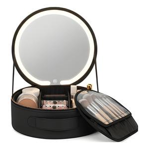 UNIQ Sort LED Makeup-Spejl med 3-farvet Lys & Praktisk Opbevaring - 1 stk.